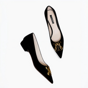 Black Velvet Pointed Toe Flats