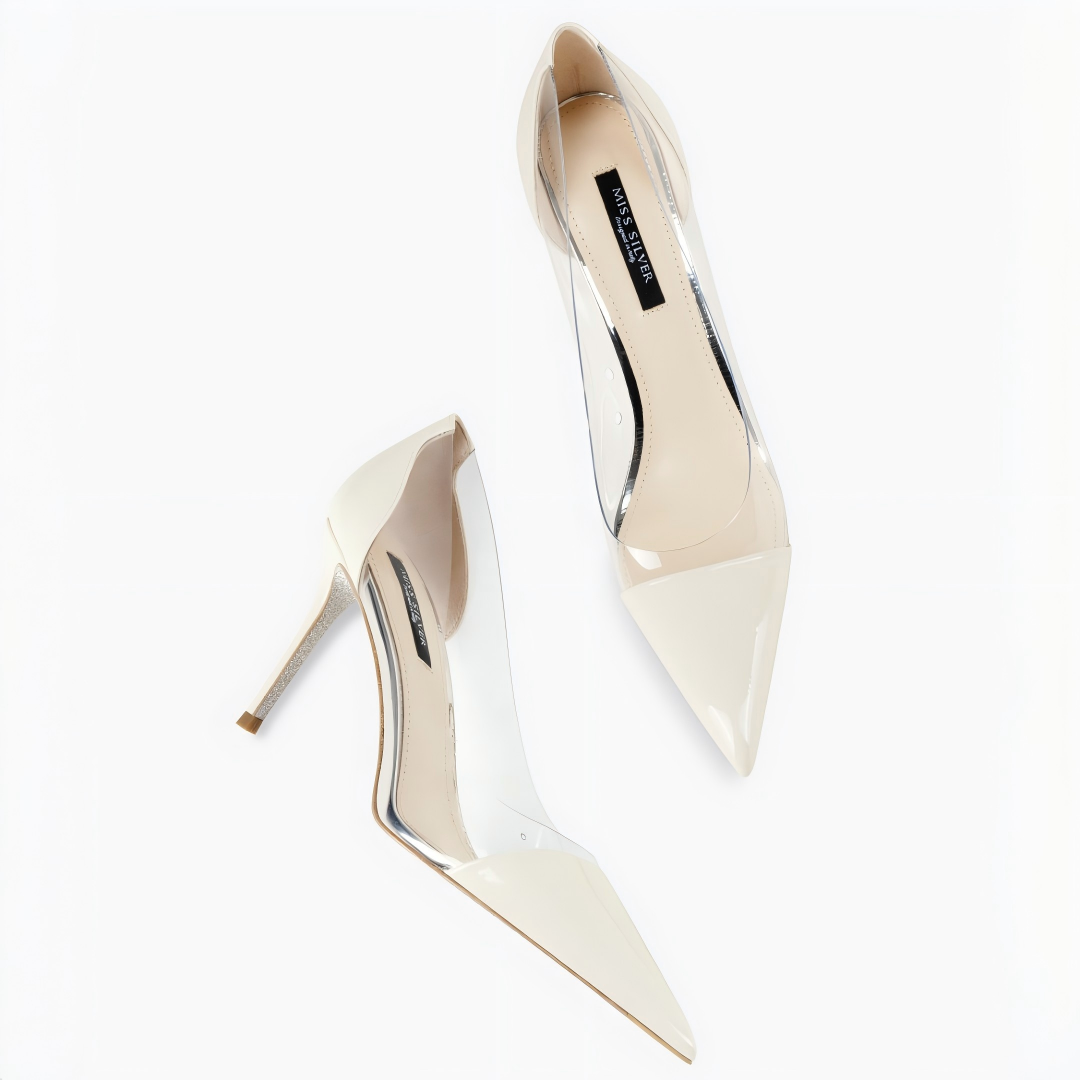 White Patent Leather PVC Pointed Toe Stiletto Pumps
