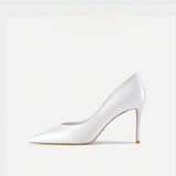 White Patent Leather Pointed-Toe Stiletto Pumps