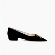 Black Velvet Pointed Toe Flats