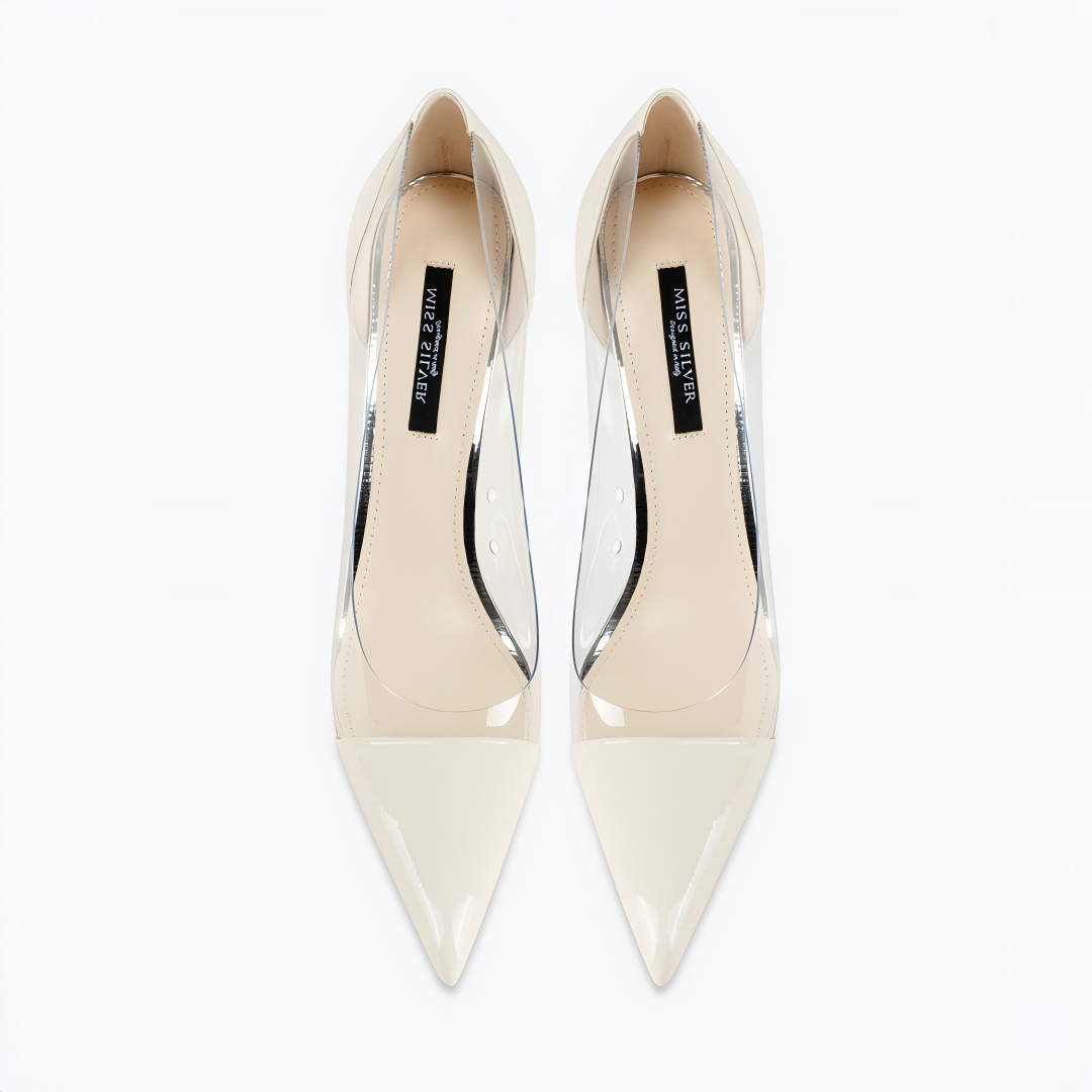 White Patent Leather PVC Pointed Toe Stiletto Pumps