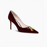 Burgundy Velvet Pointed Toe Stiletto Pumps