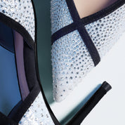 Crystal Mesh Ankle Strap Wedding Evening Heels