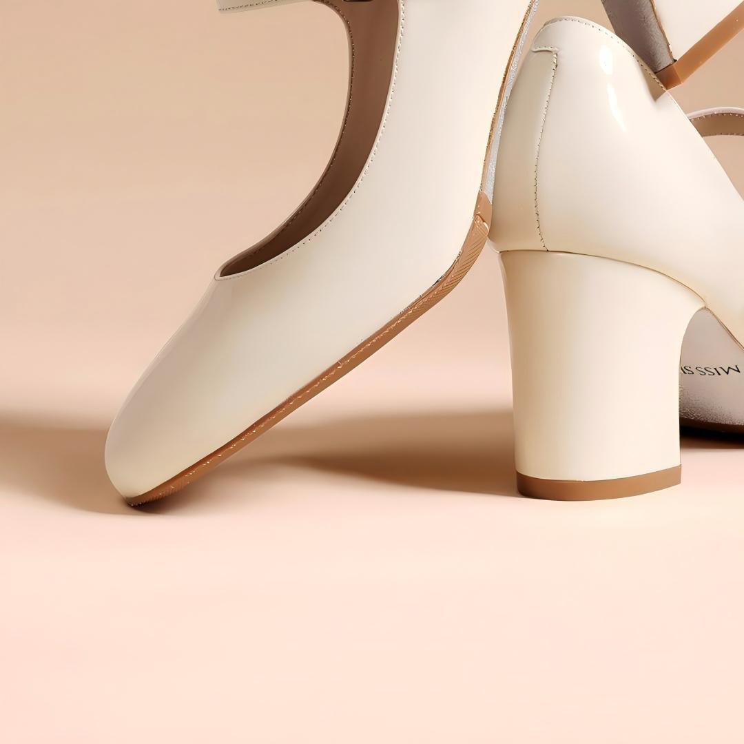 White Patent Leather Mary Jane Block Heels