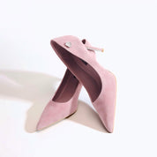 Light Pink Suede Pointed-Toe Stiletto Pumps