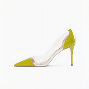 Avocado Green Clear PVC Stiletto Heels for Women