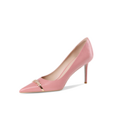 Elegant Pink Lambskin Leather Dress Heels