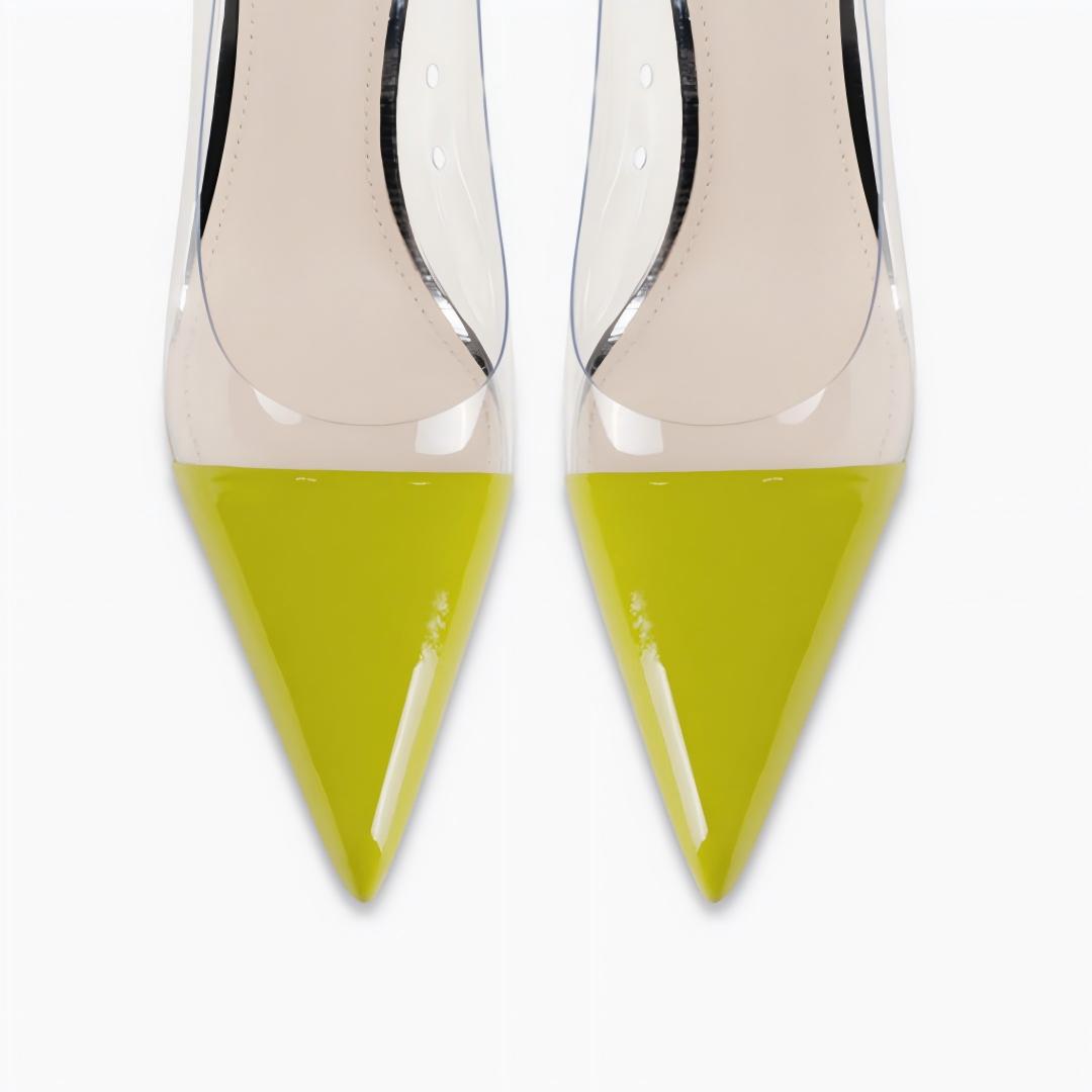 Avocado Green Clear PVC Stiletto Heels for Women