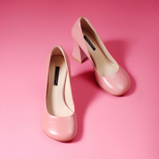 Soft Pink Butter Leather Block Heel Pumps for Feminine Style