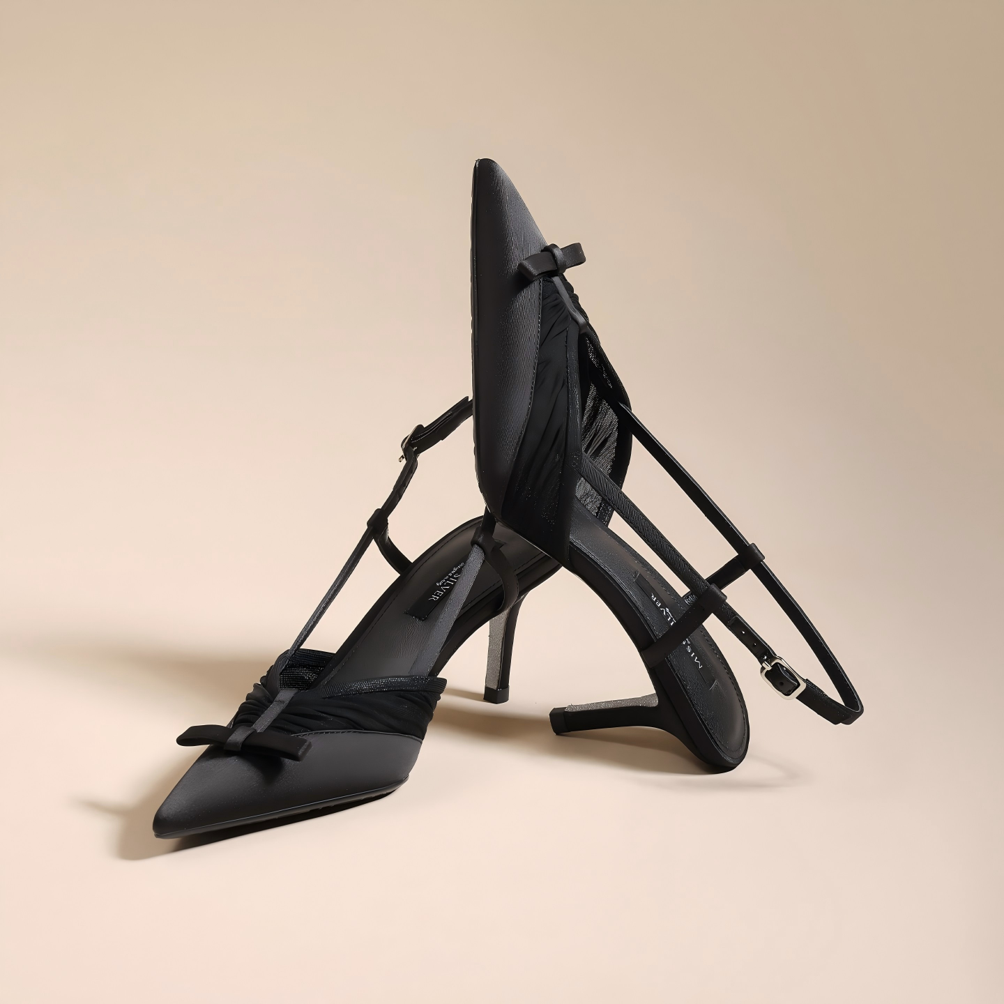 Luxury Black Slingback Pointed Toe Pumps
