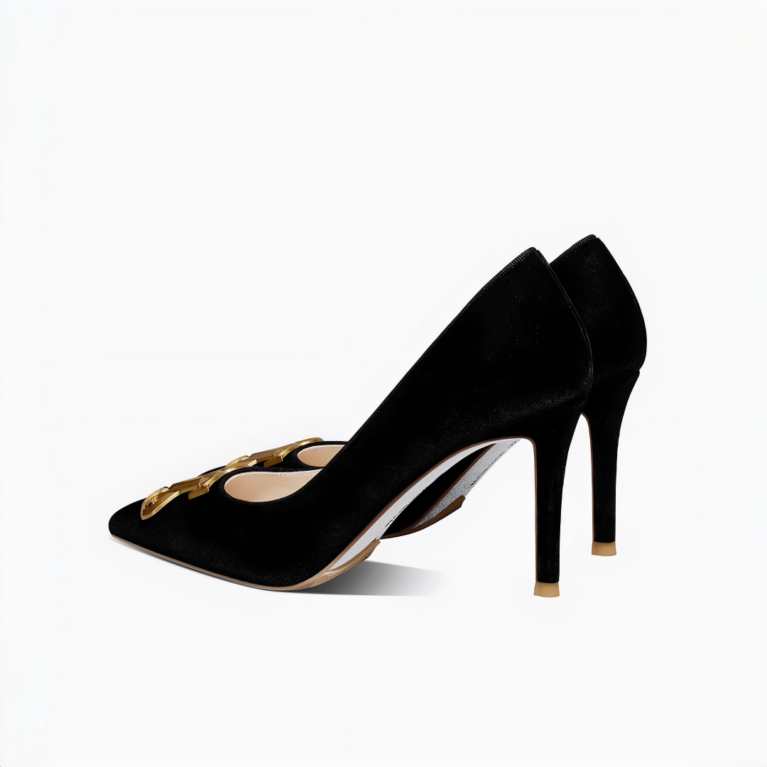 Black Velvet Pointed Toe Stiletto Pumps