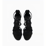 Suede Back Zip Caged Gladiator Stiletto Heel Sandals