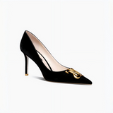 Black Velvet Pointed Toe Stiletto Pumps