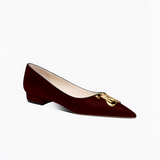 Burgundy Velvet Pointed Toe Flats