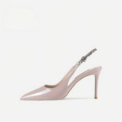 Lilac Patent Leather Pointed Toe Slingback Stiletto Pumps