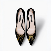 Black Velvet Pointed Toe Stiletto Pumps