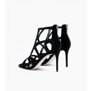 Suede Back Zip Caged Gladiator Stiletto Heel Sandals