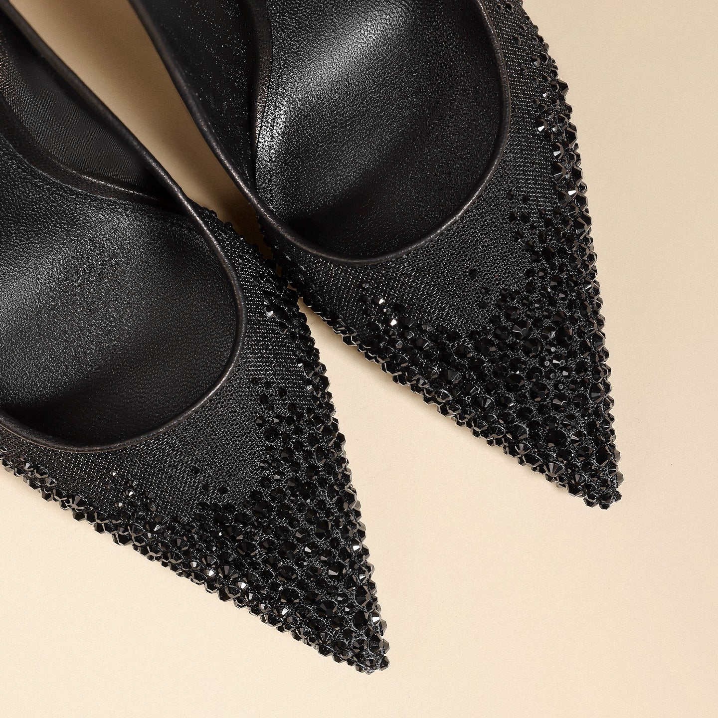 Black Sheer Mesh Ombre Rhinestone Pointed Toe Stiletto Bridal Pumps