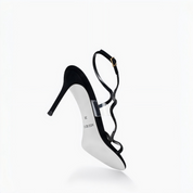 Black Rhinestone Ankle Strap Stiletto Heel Sandals