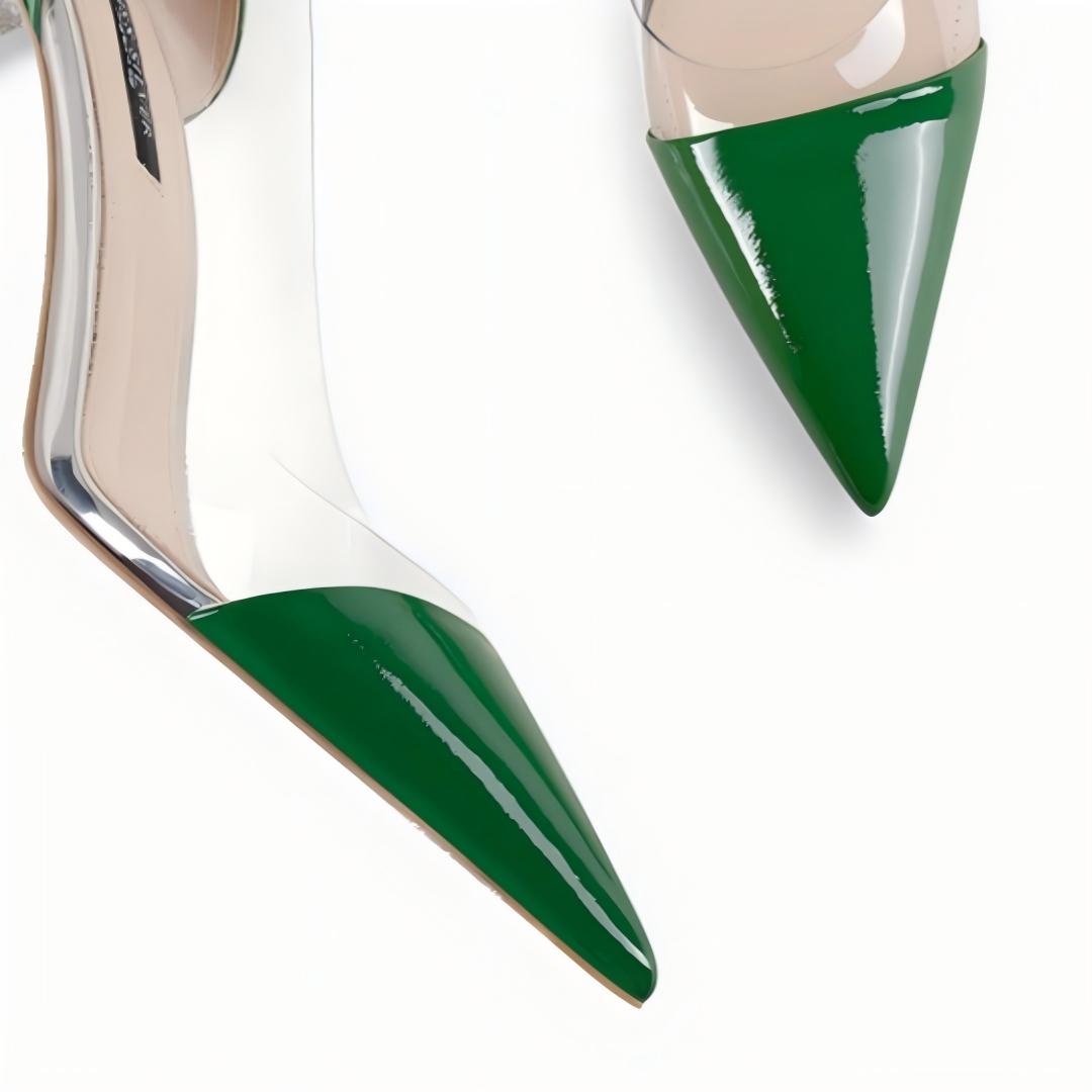 Green Clear PVC Stiletto Heels for Women