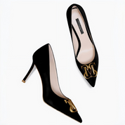 Black Velvet Pointed Toe Stiletto Pumps