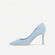 Dusty Blue Suede Pointed-Toe Stiletto Pumps