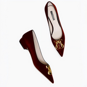 Burgundy Velvet Pointed Toe Stiletto Pumps
