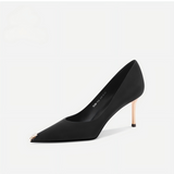 Soft Satin Lambskin Black Heels for Office & Evening Wear