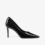 Black Patent Leather Pointed-Toe Stiletto Pumps