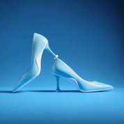 Light Blue Leather Pointed Toe Pumps with Fluted