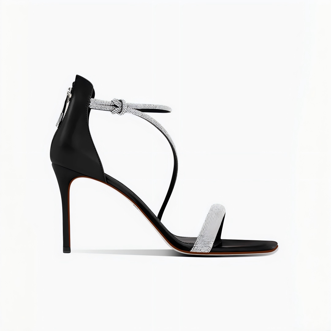 Black Rhinestone Slingback Stiletto Heels