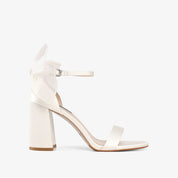 White Ankle Strap Block Heel Sandals