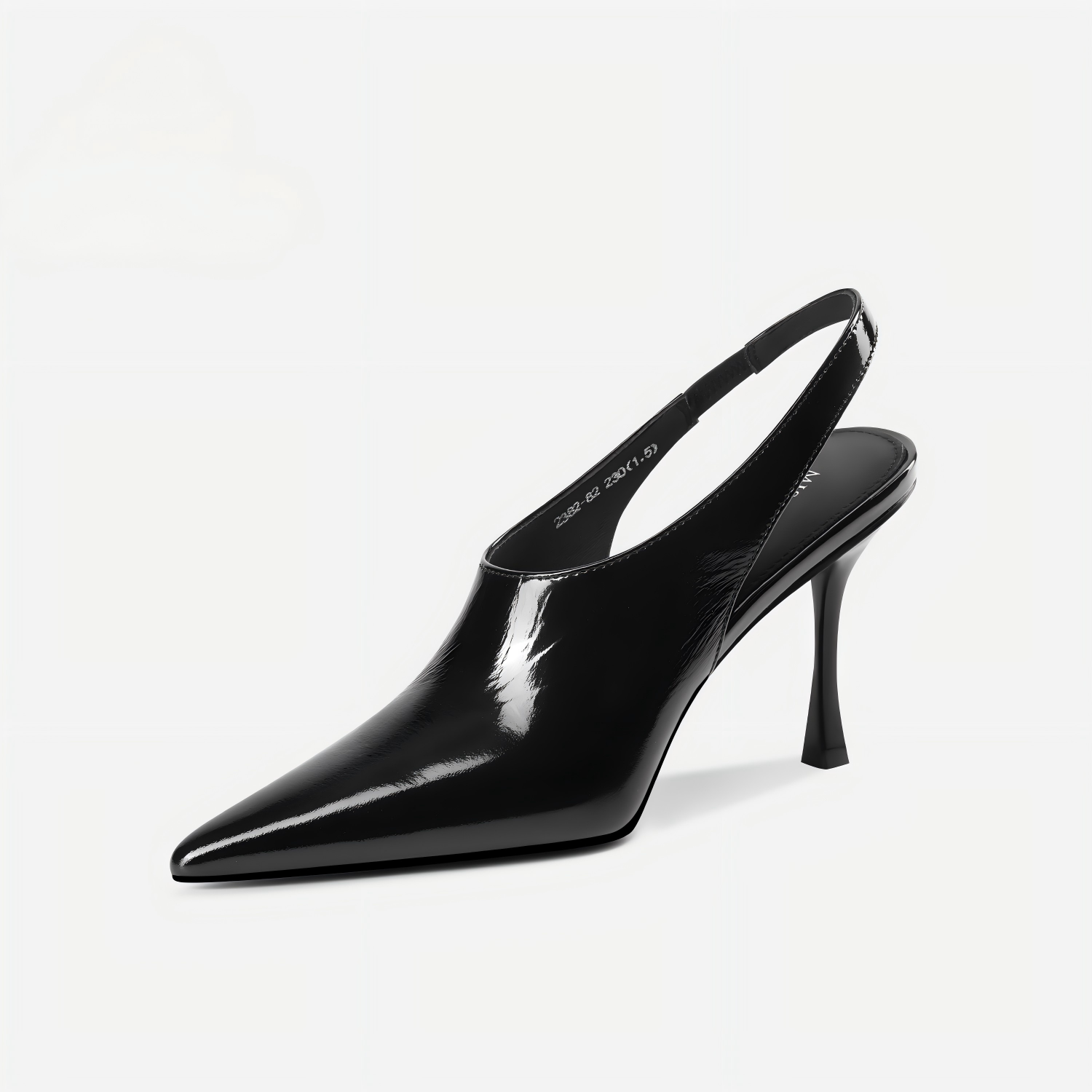 Black Patent Leather Pointed Toe Slingback Heels