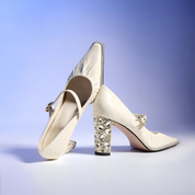 Cream Patent Leather Mary Jane High Heels