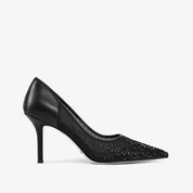 Black Sheer Mesh Ombre Rhinestone Pointed Toe Stiletto Bridal Pumps