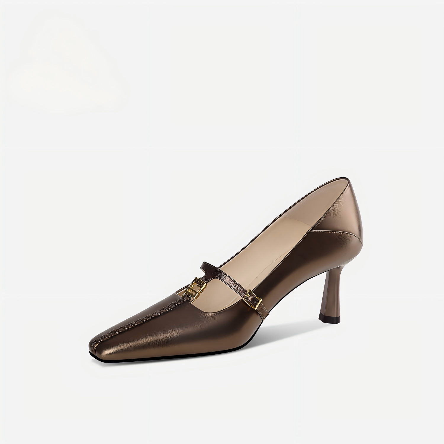 Bronze Sheepskin High Heels for Women