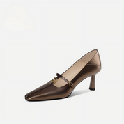 Bronze Sheepskin High Heels for Women