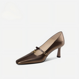 Bronze Sheepskin High Heels for Women