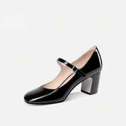 Black Patent Leather Mary Jane Block Heels