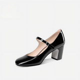 Black Patent Leather Mary Jane Block Heels