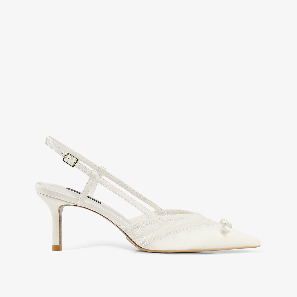 White Slingback Pointed Toe Stiletto Pumps