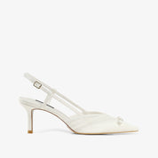 White Slingback Pointed Toe Stiletto Pumps
