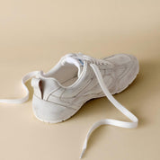 Brushed White Apricot Cowhide Retro Running Sneakers