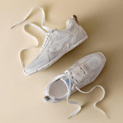 Brushed White Apricot Cowhide Retro Running Sneakers