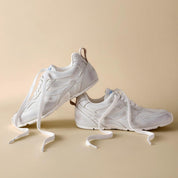 Brushed White Apricot Cowhide Retro Running Sneakers