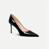 Black Patent Leather Pointed-Toe Stiletto Pumps