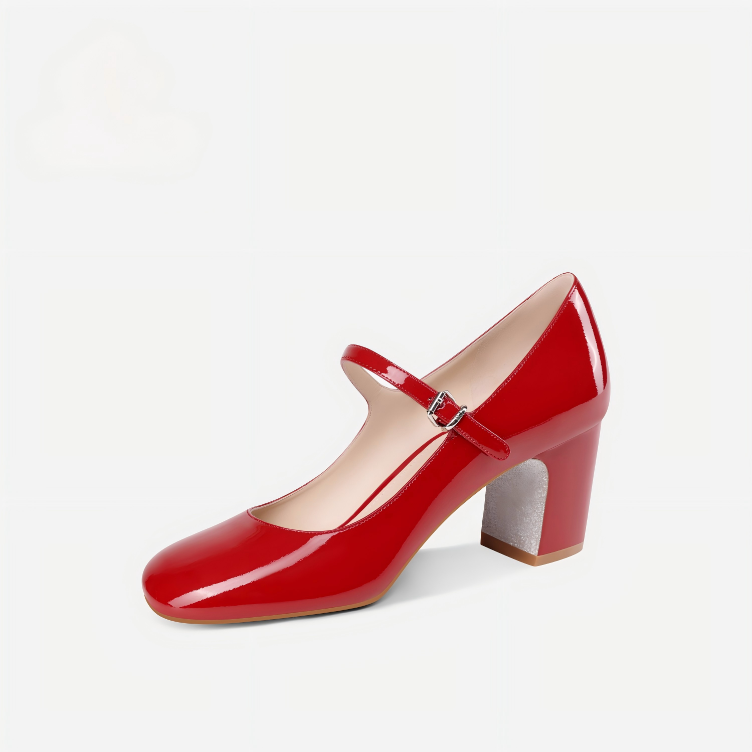 Red Patent Leather Mary Jane Block Heels