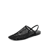 Black Crystal Mesh Square-Toe Mules