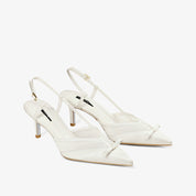 White Slingback Pointed Toe Stiletto Pumps