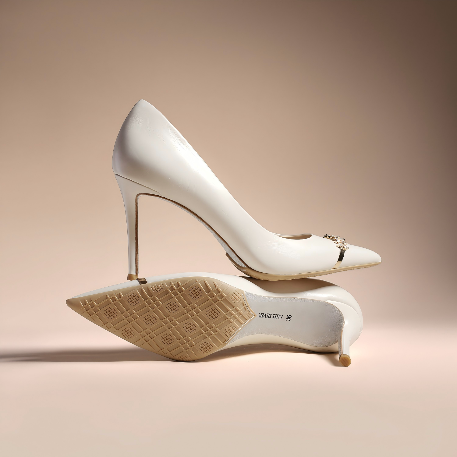 Elegant Off-White Lambskin Pointed-Toe Stiletto Pumps